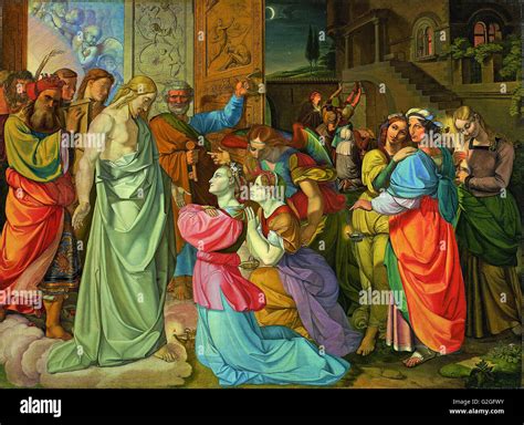 Illustrazione della parabola delle dieci vergini, con le vergini sagge e le stolte.