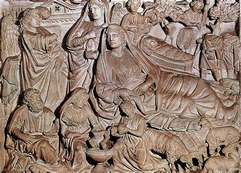 Natività, particolare del Pulpito del Battistero di Pisa