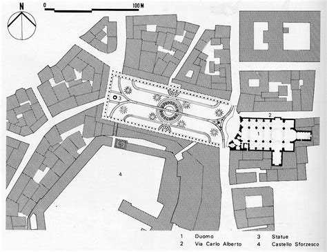 Mappa storica della Cattedrale di Vigevano e della Piazza Ducale
