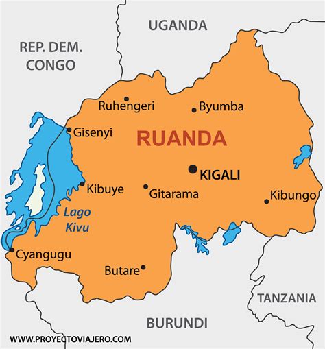 Mappa del Ruanda con evidenziata la regione di Kibeho