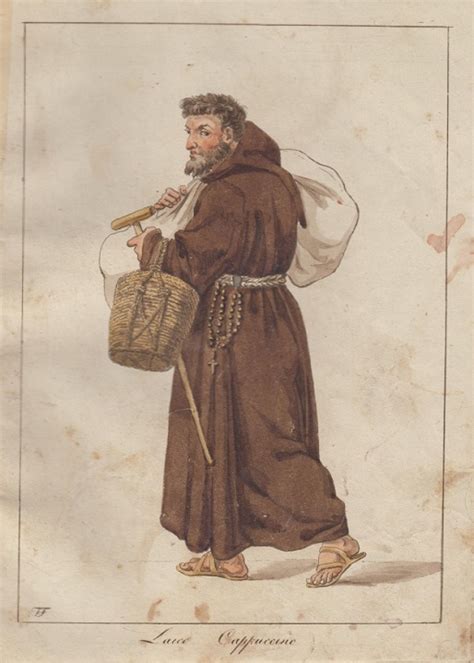 Illustrazione di un frate cappuccino che incontra un sacerdote