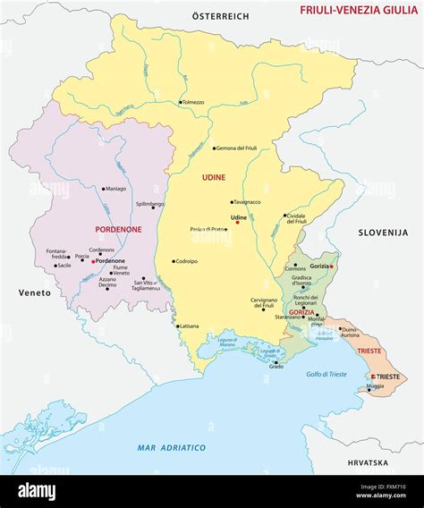 Mappa del Friuli con evidenziata l'Arcidiocesi di Udine