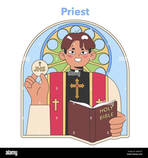 Illustrazione di un sacerdote che indossa i paramenti bianchi (camice e stola), con un'aura di luce a simboleggiare la purezza e la sacralità.