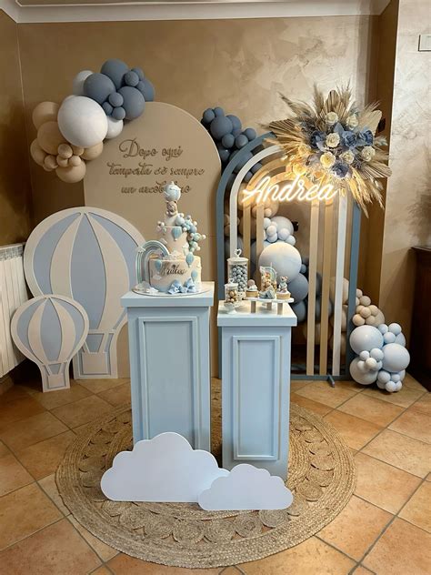 Decorazione battesimo a tema nuvoletta con colori pastello