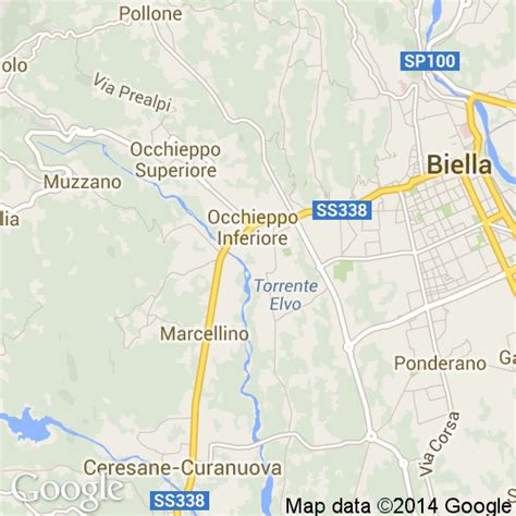 Mappa storica o veduta aerea di Occhieppo Inferiore e Superiore con indicazione delle chiese