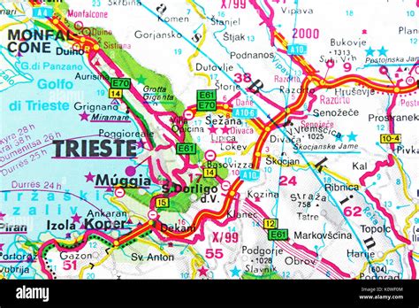 Mappa della regione con Trieste e Abbazia (Opatija) evidenziate