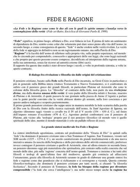 Un'illustrazione che rappresenta il dialogo tra fede e ragione, con simboli religiosi e filosofici.