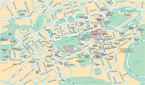 Mappa di Edimburgo con evidenziata la zona della cattedrale di St. Giles