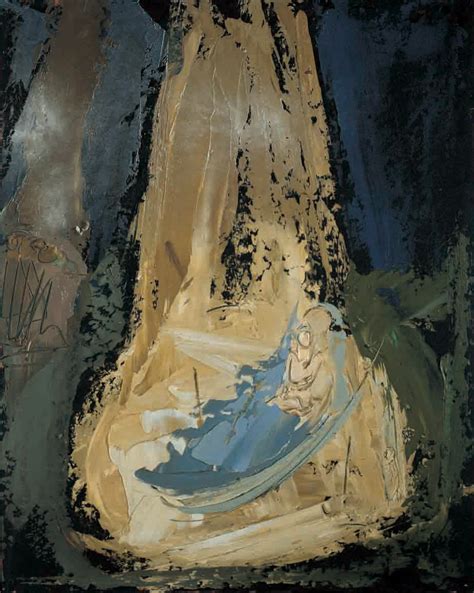 Dipinto astratto della Natività di William Congdon del 1965, con una forte colata di luce e figure stilizzate.