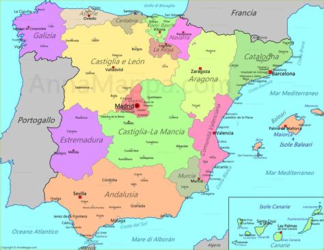 Mappa della Spagna con evidenziate le regioni della Catalogna e Gerona