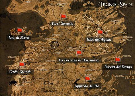 Mappa di Westeros con indicazione di Approdo del Re