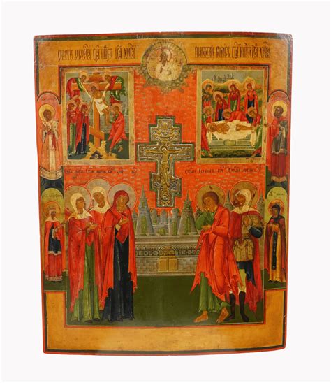 Icona russa Crocifissione/Stauroteca dei Vecchi Credenti
