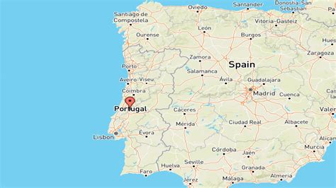 Mappa del Portogallo con evidenziata la località di Fátima e Cova da Iria
