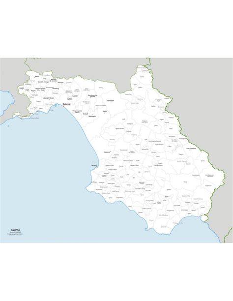 Mappa della provincia di Salerno con la dislocazione dei distaccamenti dei Vigili del Fuoco