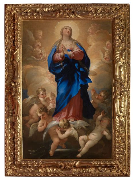 dipinto dell'Immacolata Concezione con Maria in una nuvola, circondata da angeli