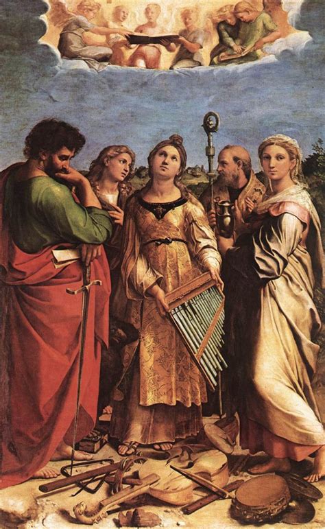 Ritratto di Santa Cecilia con strumenti musicali, come organo e liuto