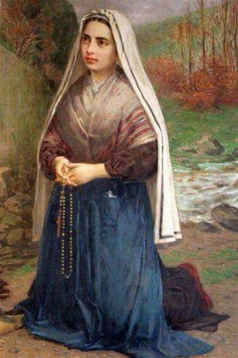 Illustrazione di Santa Bernadette Soubirous che vede l'apparizione della Madonna nella grotta di Massabielle