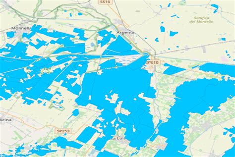 Mappa delle aree allagate in Veneto durante l'alluvione del 2010