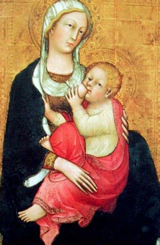 Affresco di Ambrogio Lorenzetti raffigurante la Madonna del Latte.