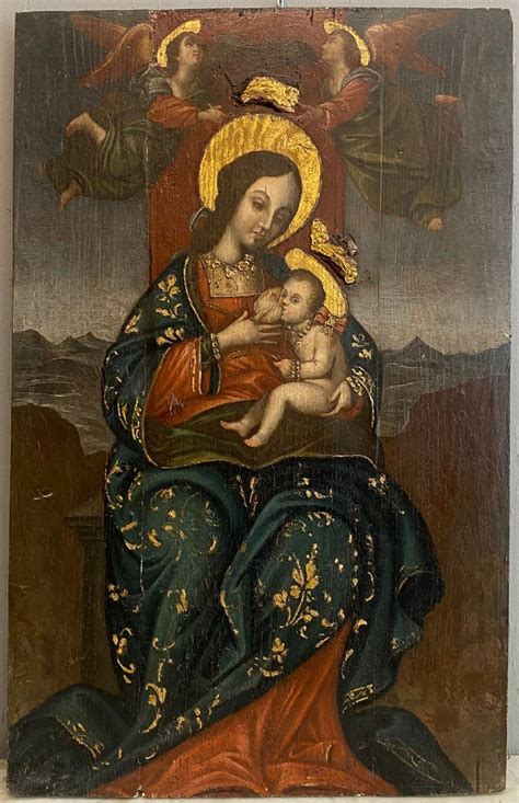 Dettaglio della tavola della Madonna di Custonaci con la Vergine e il Bambino.