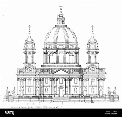 Disegno o schema architettonico della Basilica di Superga di Filippo Juvarra