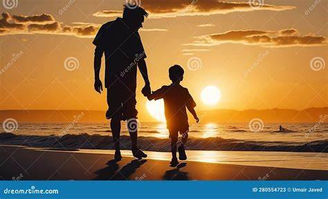 Illustrazione del padre che guida il figlio verso nuove esperienze e l'autonomia