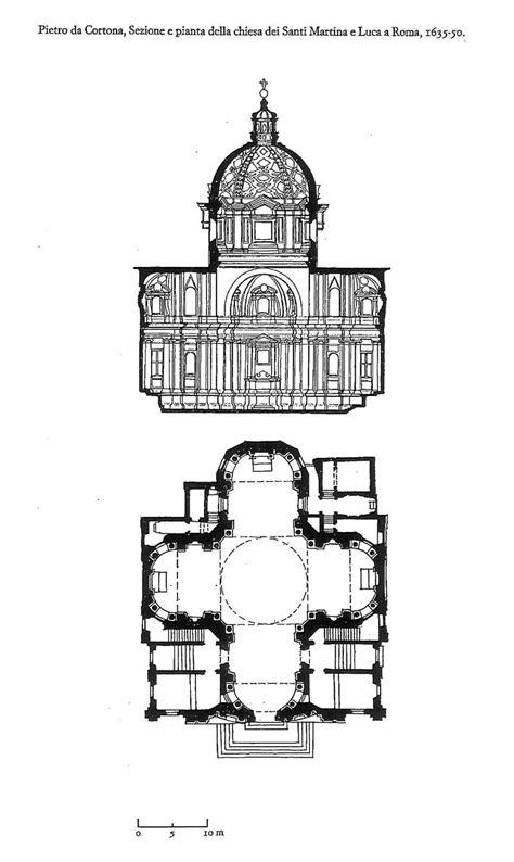 Schema architettonico o pianta della Chiesa dei Santi Luca e Martina a Roma