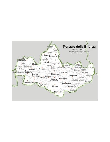 Mappa storica della Brianza con evidenziati i comuni di Macherio, Lissone e la località di Bareggia