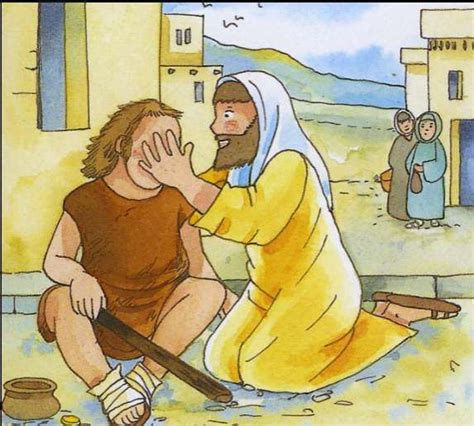 Illustrazione: Gesù guarisce il cieco Bartimeo lungo la strada