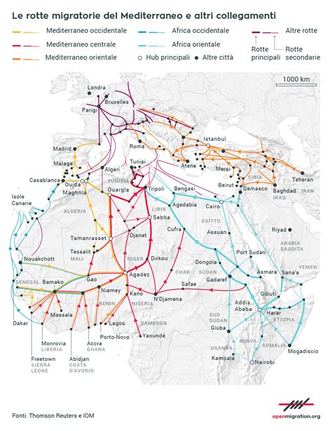 Mappa del Salento con evidenziata Otranto e le principali rotte migratorie nel Mediterraneo