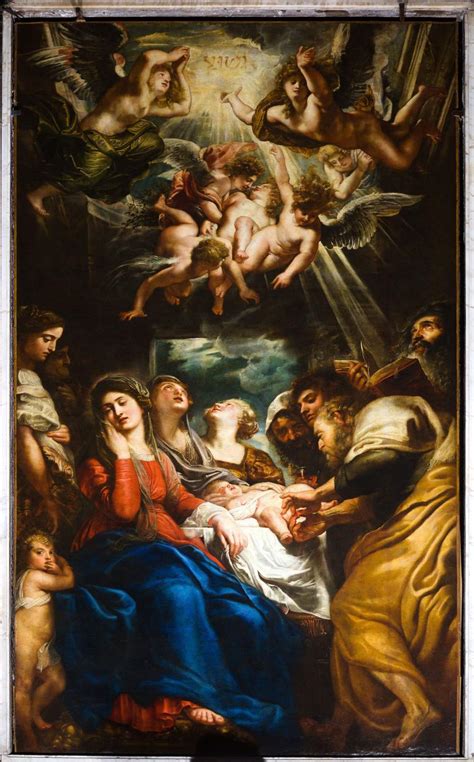 Dettaglio della pala d'altare di Rubens su ardesia, con figure di santi