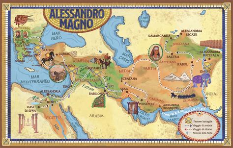 Mappa delle conquiste di Alessandro Magno e la diffusione del greco koinè
