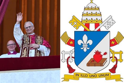 Stemma pontificio e un presbitero con le insegne di Prelato d'Onore