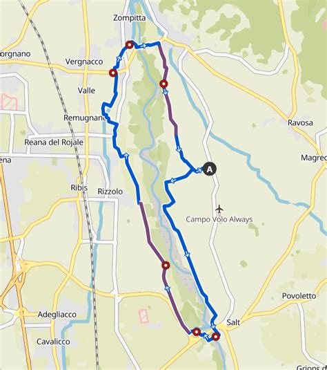 Mappa del percorso per il manufatto del ponte rotto