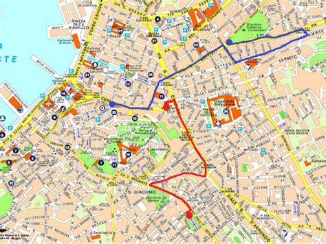 Mappa di Trieste con evidenziate le possibili location per feste di compleanno