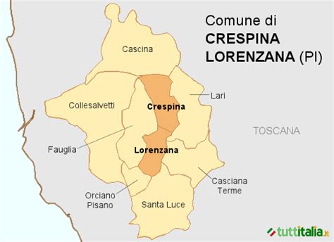 Mappa del Comune di Crespina Lorenzana con indicazione del Palazzo Municipale