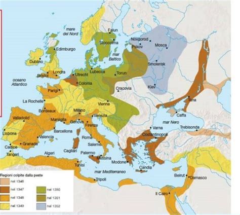 Mappa storica della diffusione della peste a Venezia e nel Nord Italia