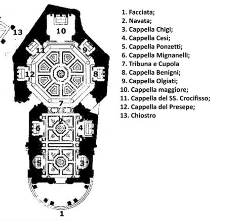 Pianta architettonica dell'intervento di Pietro da Cortona per Santa Maria della Pace, evidenziando il pronao e la piazza
