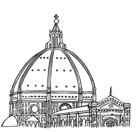 Tematica: Disegno stilizzato della Cupola del Brunelleschi con il Papa in silhouette