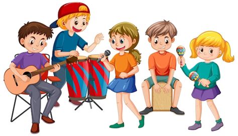 Illustrazione del Salmo 97 con persone che cantano, suonano strumenti musicali (arpa, tromba, corno) e un paesaggio terrestre che si estende all'infinito