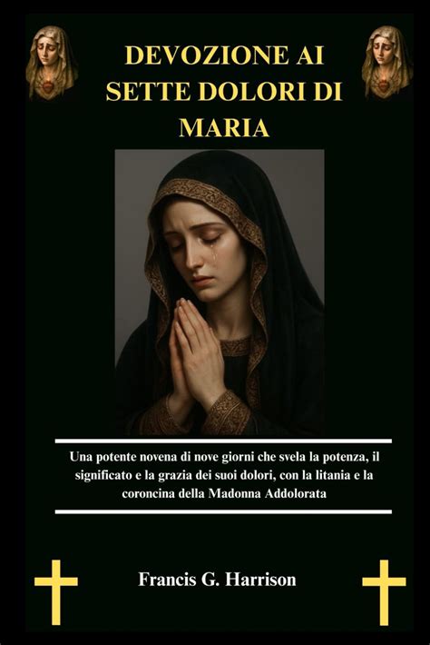 Coroncina dei sette dolori con grani neri e medaglie raffiguranti le sette scene dei dolori di Maria