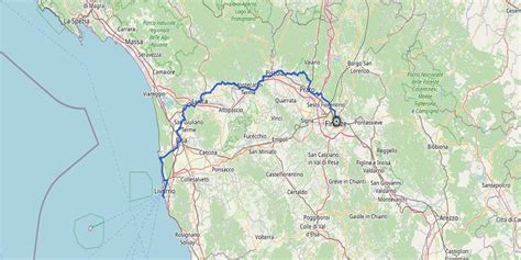 Mappa del Cammino di San Jacopo in Toscana con Pistoia evidenziata