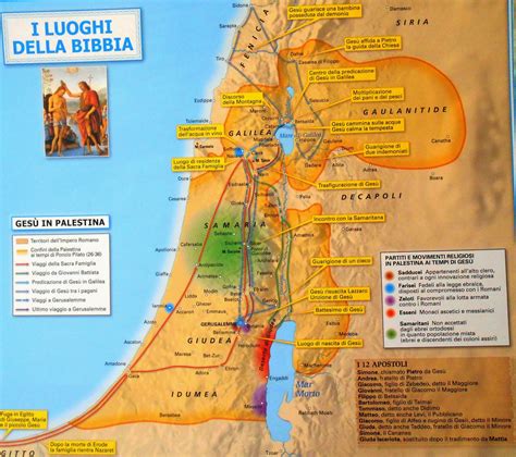 Mappa dei luoghi della predicazione di Gesù