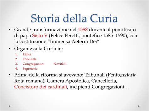 Schema organizzativo della curia romana che evidenzia le congregazioni