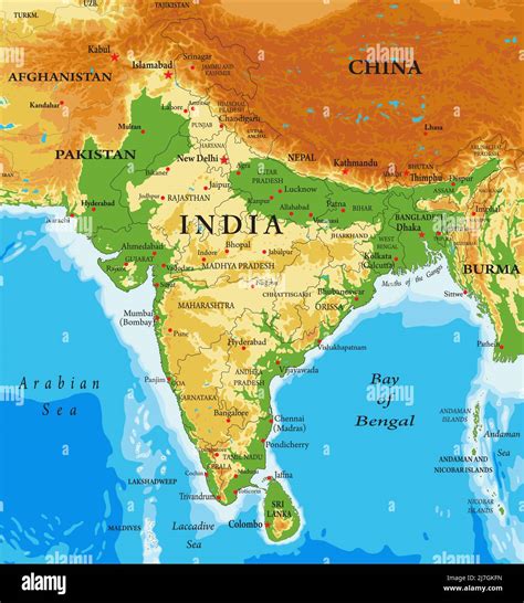 Mappa dell'India con Calcutta evidenziata