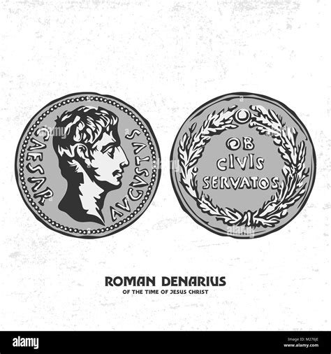 Illustrazione del denario romano antico, moneta del tempo di Gesù