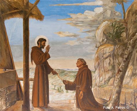 Dipinto o illustrazione di San Francesco e Frate Leone che discutono della perfetta letizia