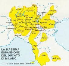 Mappa del Ducato di Milano e dei territori circostanti all'inizio del XV secolo, con evidenziata la posizione di Vercelli