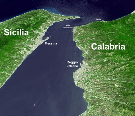 Mappa storica o illustrazione della Calabria e dell'area dello Stretto di Messina, luoghi centrali della formazione di Villari.