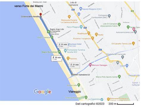 Mappa della località di Lido di Camaiore con l'indicazione del Bagno Ariston